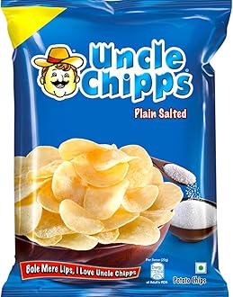 Uncle Chips Pack Of 6 Potato Chips Snack Crisps | Plain Salted Pack Of 6x50g Grocery King