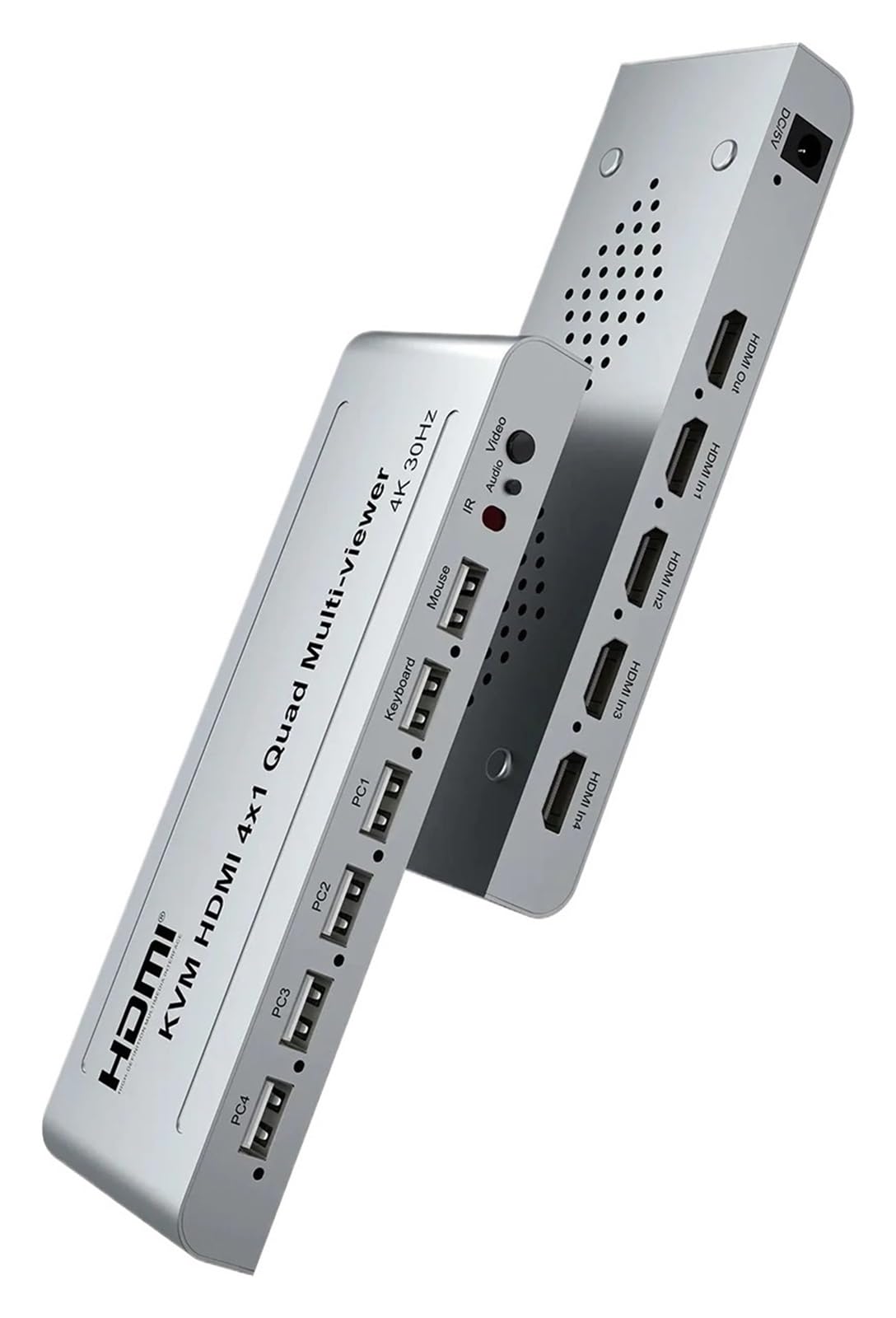 4K HDMI KVM Switch 4x1 with Quad Multi Viewer 4 in 1 Out HDMI Multiviewer USB Switcher 4 in 1 Out for 4 PC Share Mouse Keyboard(KVM 4x1 4K30,EU Plug)-image-26