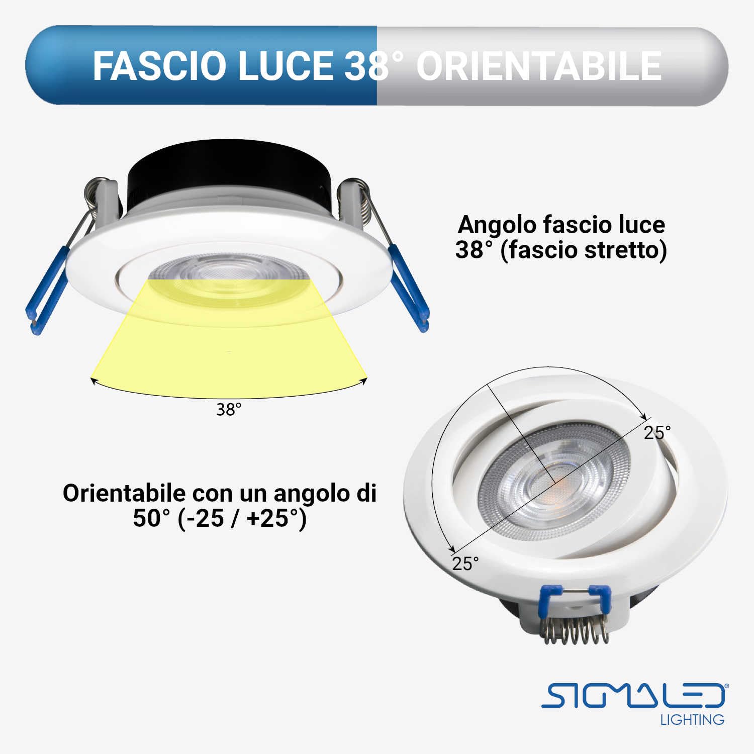 Sigmaled lighting, 6 Faretti Led da Incasso per Cartongesso, 5W Dimmerabili 450lm, Spot a Luce Naturale 4000K, Cucina, Casa, Faretti Led Soffitto per Interno, 220V-240V AC, Faretto con Foro Ø70-80mm