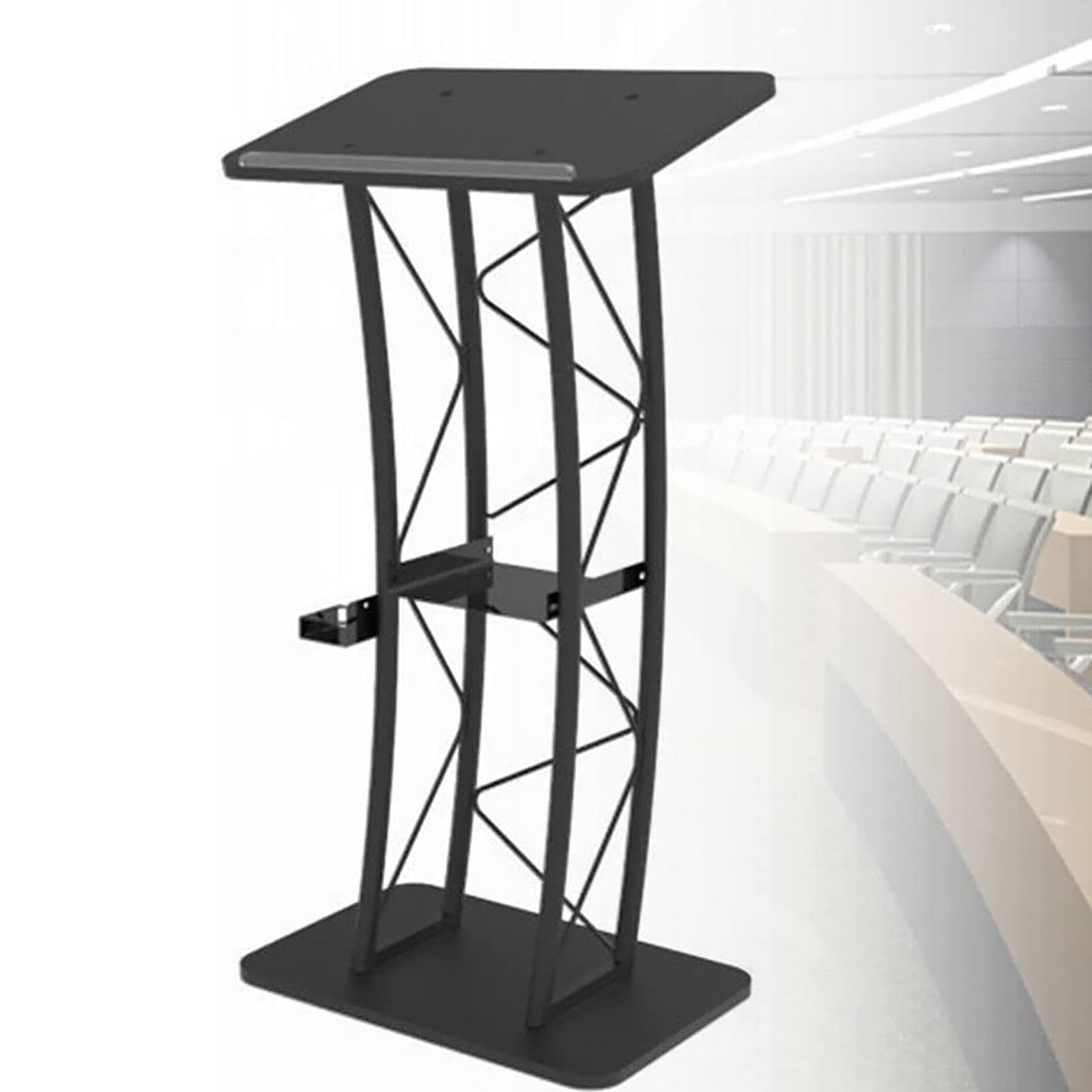 Buy Metal Podium, Acrylic Podium Stand, Black Floor Reception Desk