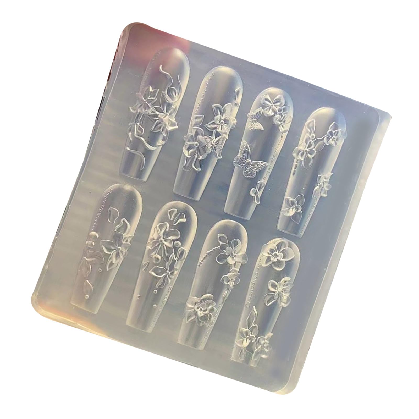 Stampo in silicone per unghie floreali, per manicure, morbido, flessibile, riutilizzabile, con stampo in silicone per studio unghie facile da demolire