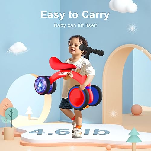 Miniatura 10 de Juguetes de bicicleta de equilibrio para bebés de 1 año de edad, bicicleta de equilibrio para niños de 10 a 36 meses, sin pedal, 4 ruedas de