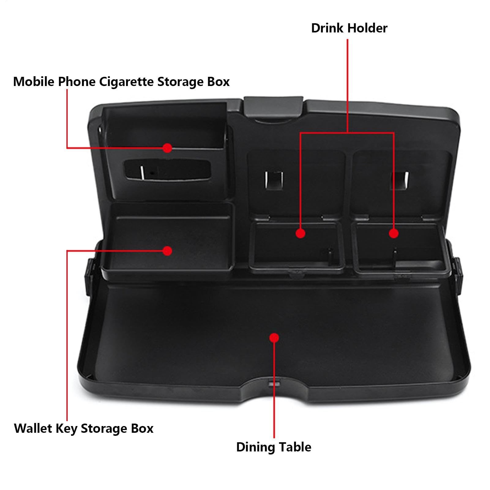 Tavolino Pieghevole per Auto con Porta Bevande - Organizer per Sedili Posteriori, Tavolo da Pranzo Multifunzione con Supporto Telefono, per Mangiare, Bere, Bambini e Scrivania