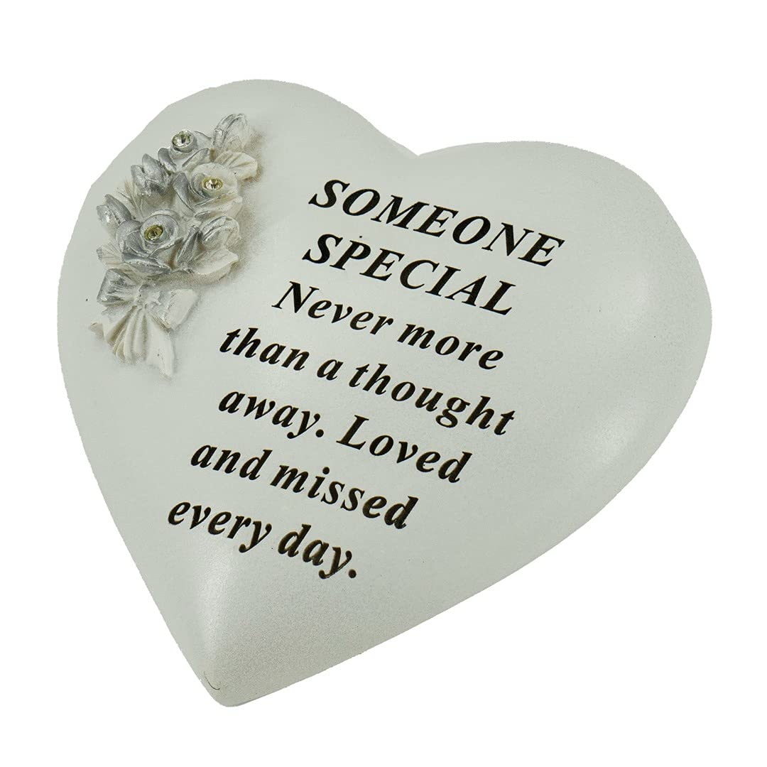 Angravememorials White Someone Special Graveside Memorial Rose Heart Grave Plaque Ornament Decoration