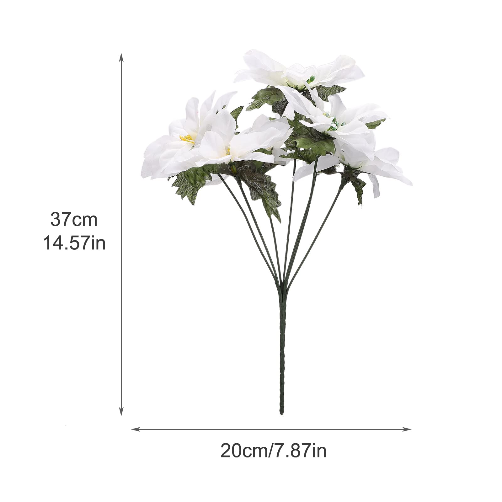 Flores Artificiales de Navidad, Flor de Pascua, 4 Piezas, Ramas Blancas de Flor de Pascua con 7 Cabezas, arbustos Artificiales de Flor de Pascua para la decoración navideña del hogar.