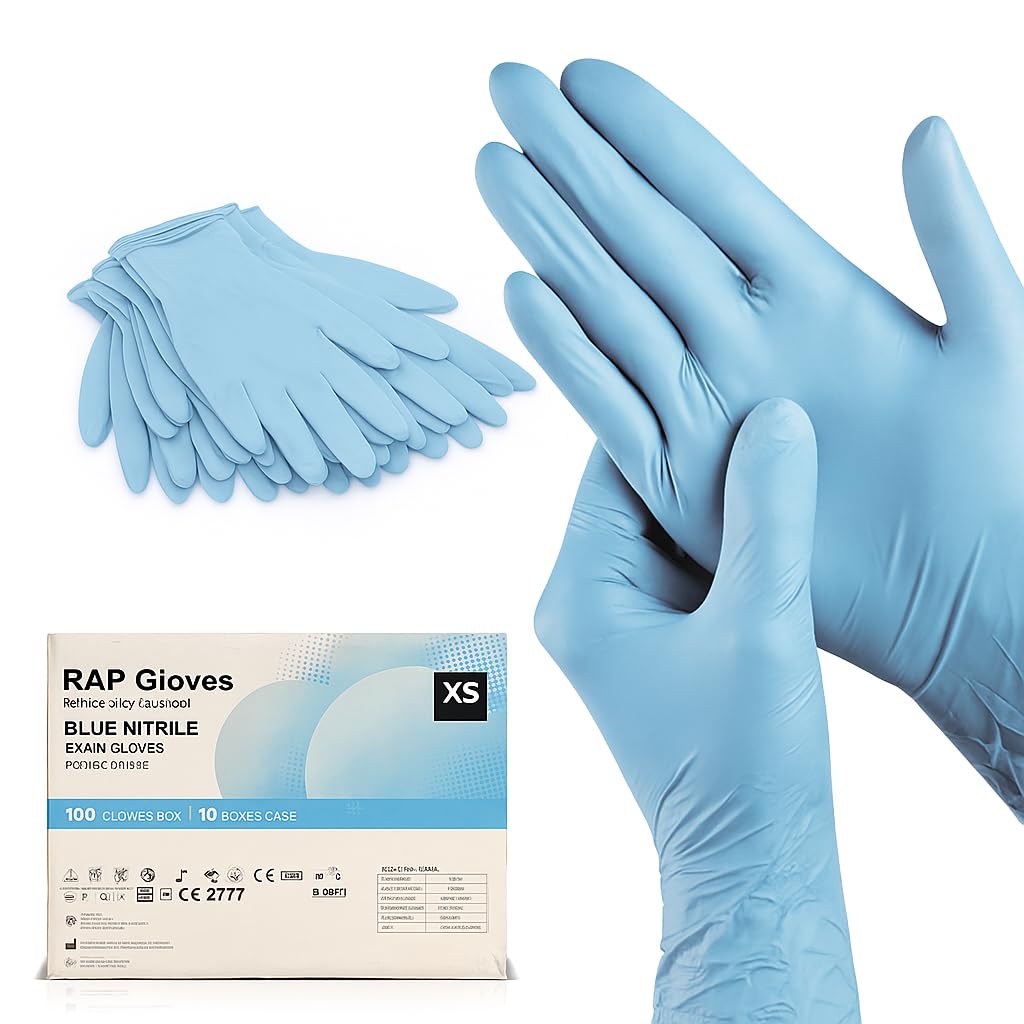 RAP Blue Nitrile Disposable Gloves XS Pack of 1000 – Professional, Powder-Free, Latex-Free, Extra Strong Exam & Hygene Gloves, Multi-Purpose Cleaning & Food Prep Safe Examination Gloves. — image 1
