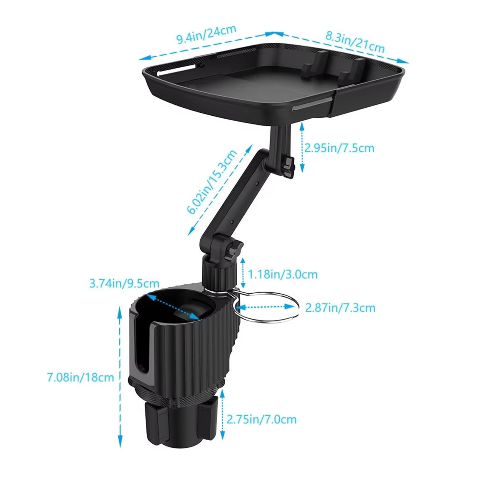 Porte Bouteille Voiture Plateau Porte-gobelet De Voiture, Plateau De Repas Pliable Et Réglable Avec Extenseur De Porte-gobelet Pour Nourriture, Boissons, Téléphone