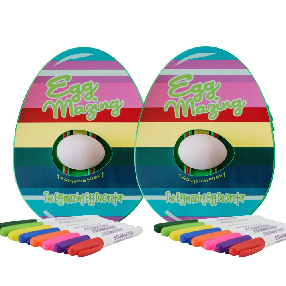 The Original EggMazing Egg Decorator 2 Pack - Decorate Eggs Twice as Fast, Twice as Fun - Best with Large and X-Large Eggs