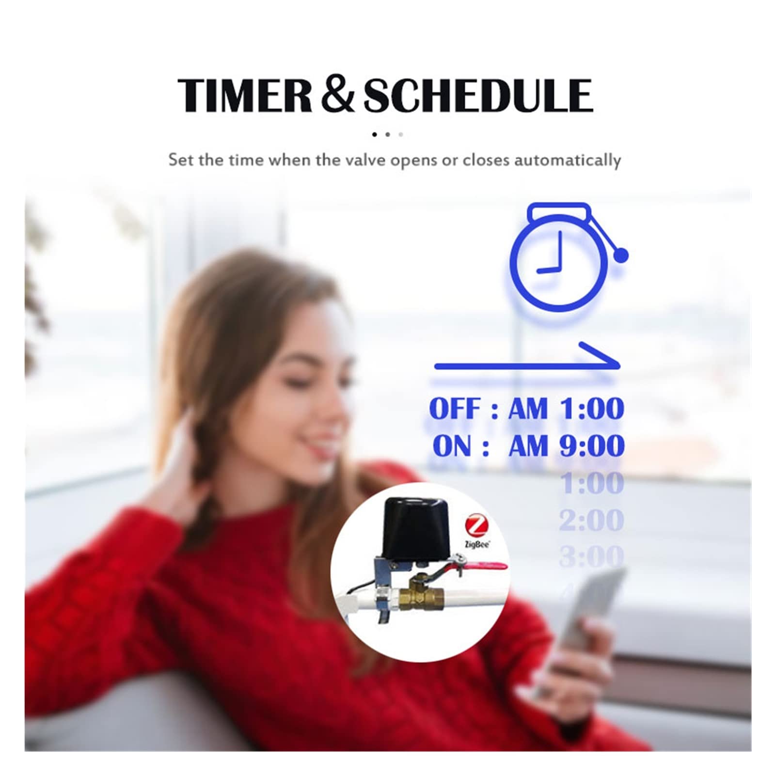 Smart Sprinkler Timer per irrigazione Smart Water Gas Valve Tap Controller Switch Fit DN15 to DN32 Pipe Shutoff WIFI Control Valvola dell'acqua Traccia il traffico e risparmia acqua (Color : US)