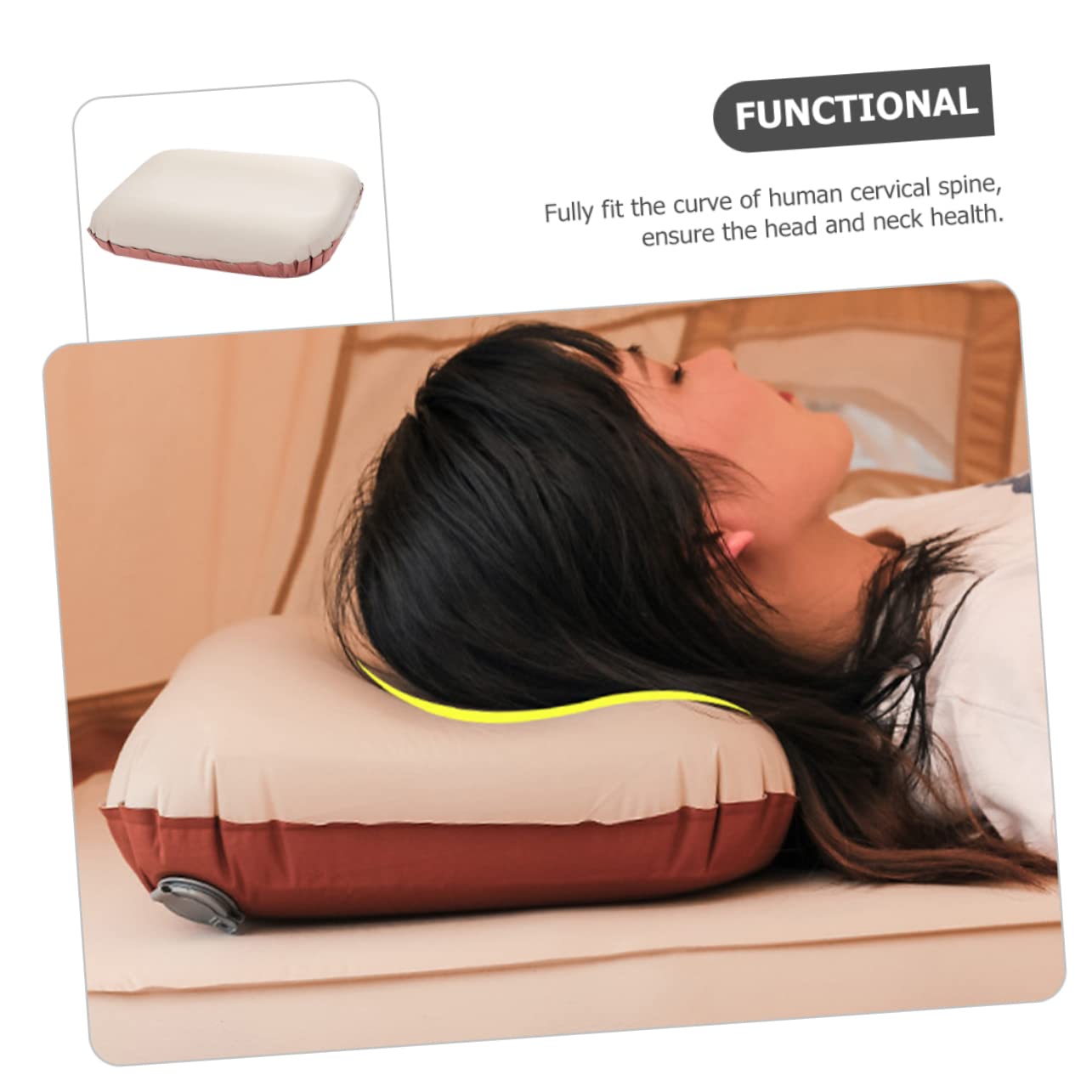 UPKOCH Cuscino Gonfiabile Ergonomico Per Campeggio Cuscino Da Viaggio Valvola Aerazione Facile Da Usare Supporto Delicato Per Testa e