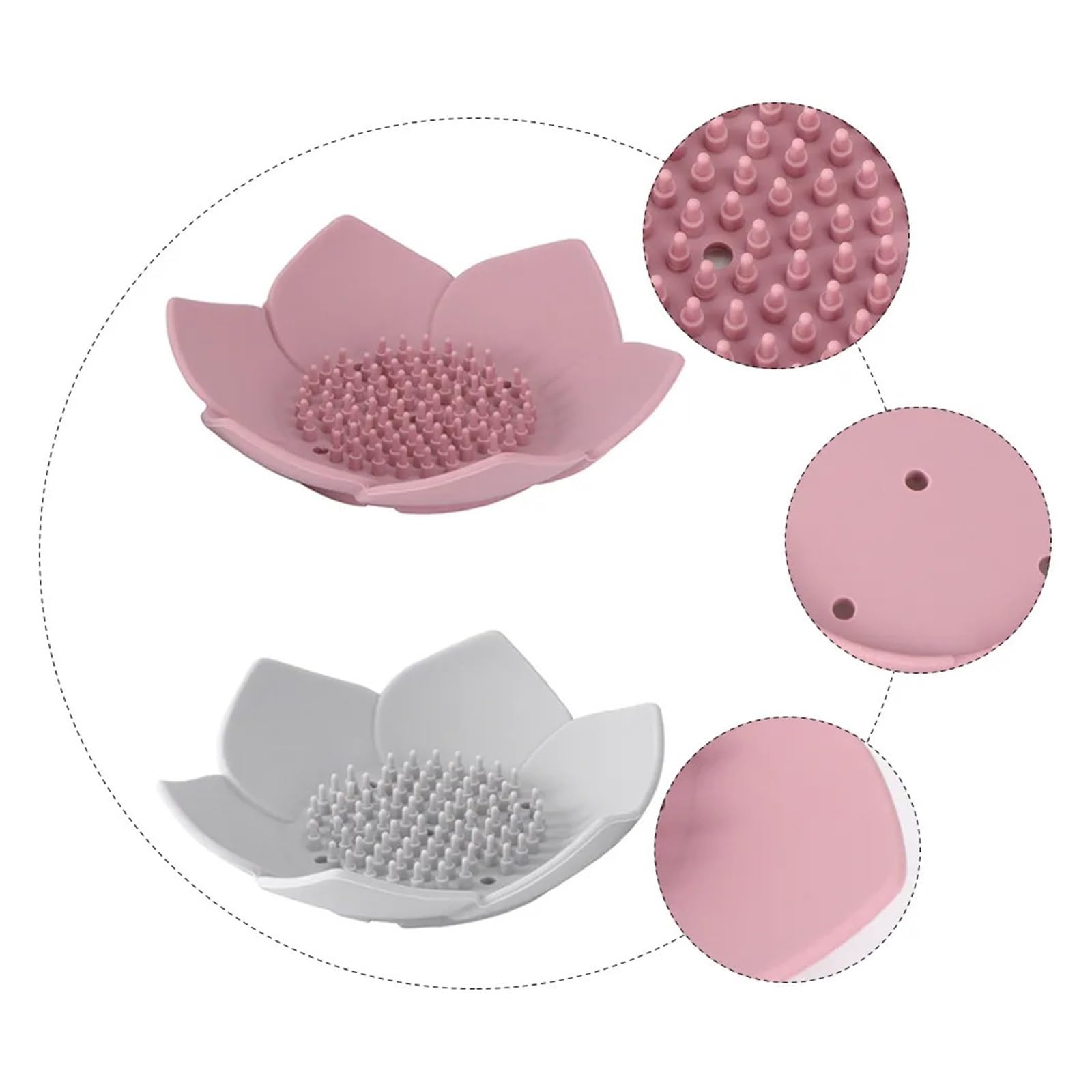 Jabonera De Silicona con Forma De Flor, Bandeja De Drenaje Flexible, 2 Uds. | Silicona antideslizante, drenaje rápido, plegable y plegable, aspecto decorativo