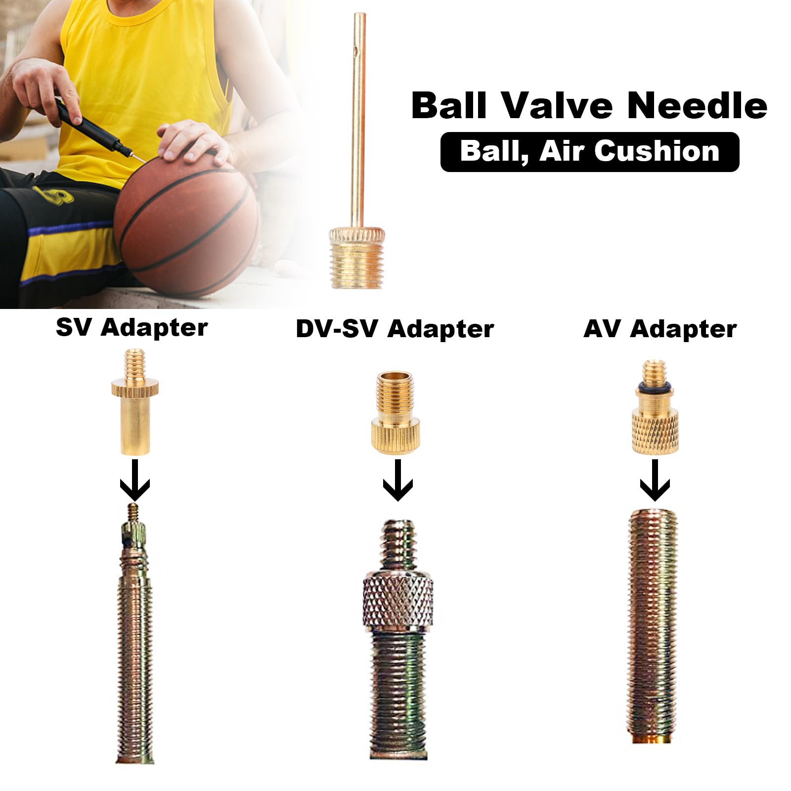 MXTIMWAN 31 Pièces Adaptateur d'Aiguille de Pompe à Bille, Embout Pompe Velo avec Boîte de Rangement, Velo Adaptateur Gonflage pour Vélos, Voitures, Balles, Coussins d'air