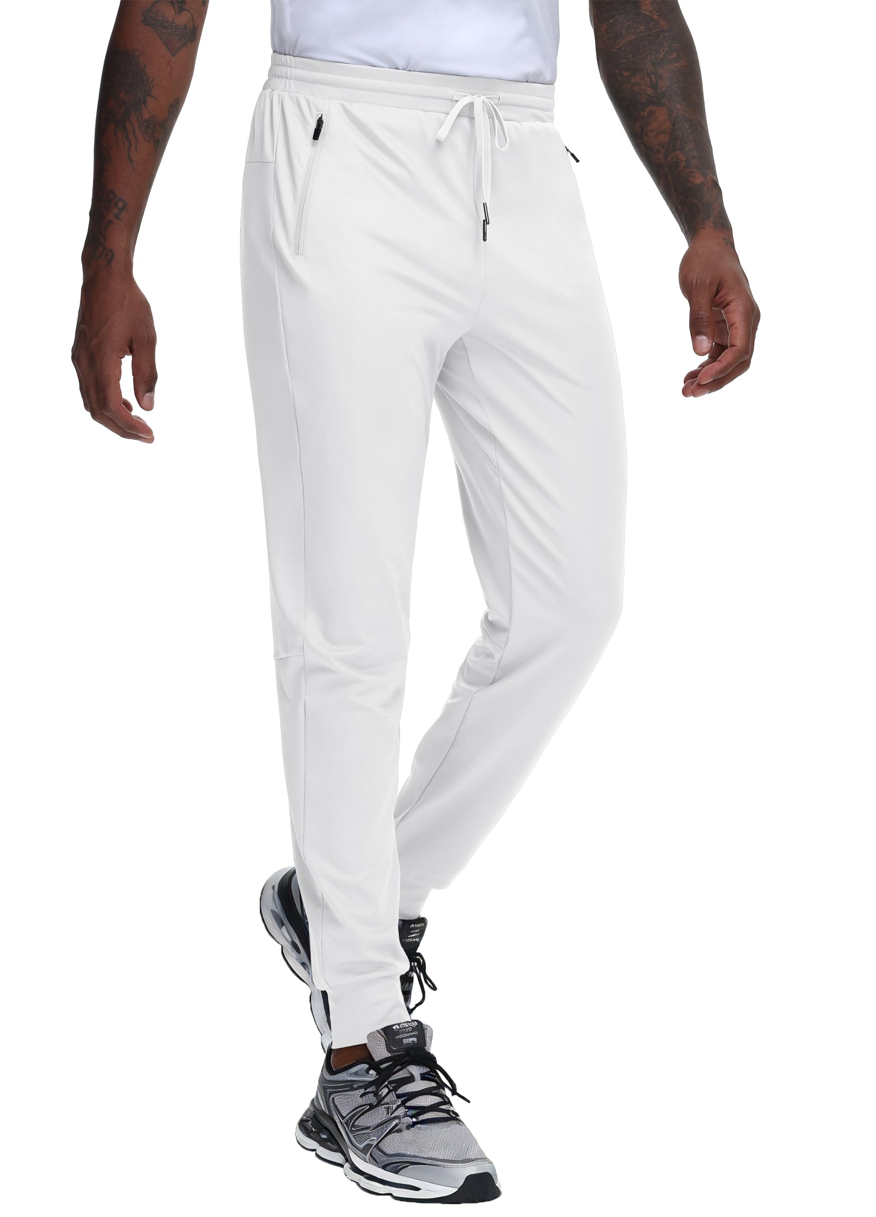 JWM Regular/Tall Mens Athletic Joggers Lightweight Workout Running Gym Training Pants Tapered Sweatpant with 3 Zipper Pockets