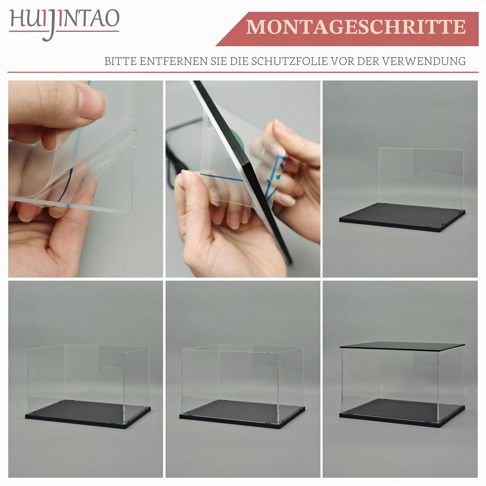 Acryl Vitrine / Schaukasten / Display Case für Figuren, Modellautos | mit LED Beleuchtung, Selbstmontage (30x15x15 cm)