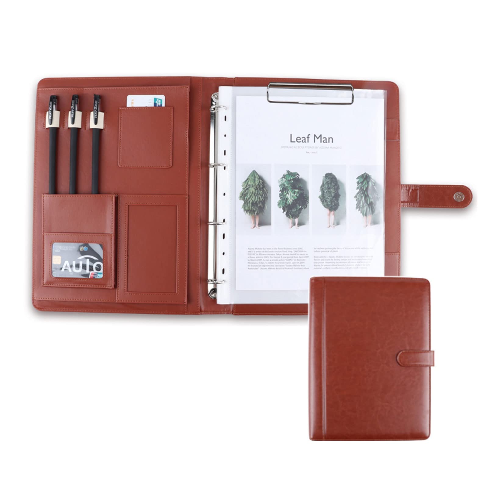 Porte-documents A4 en cuir PU marron pour organiser vos réunions