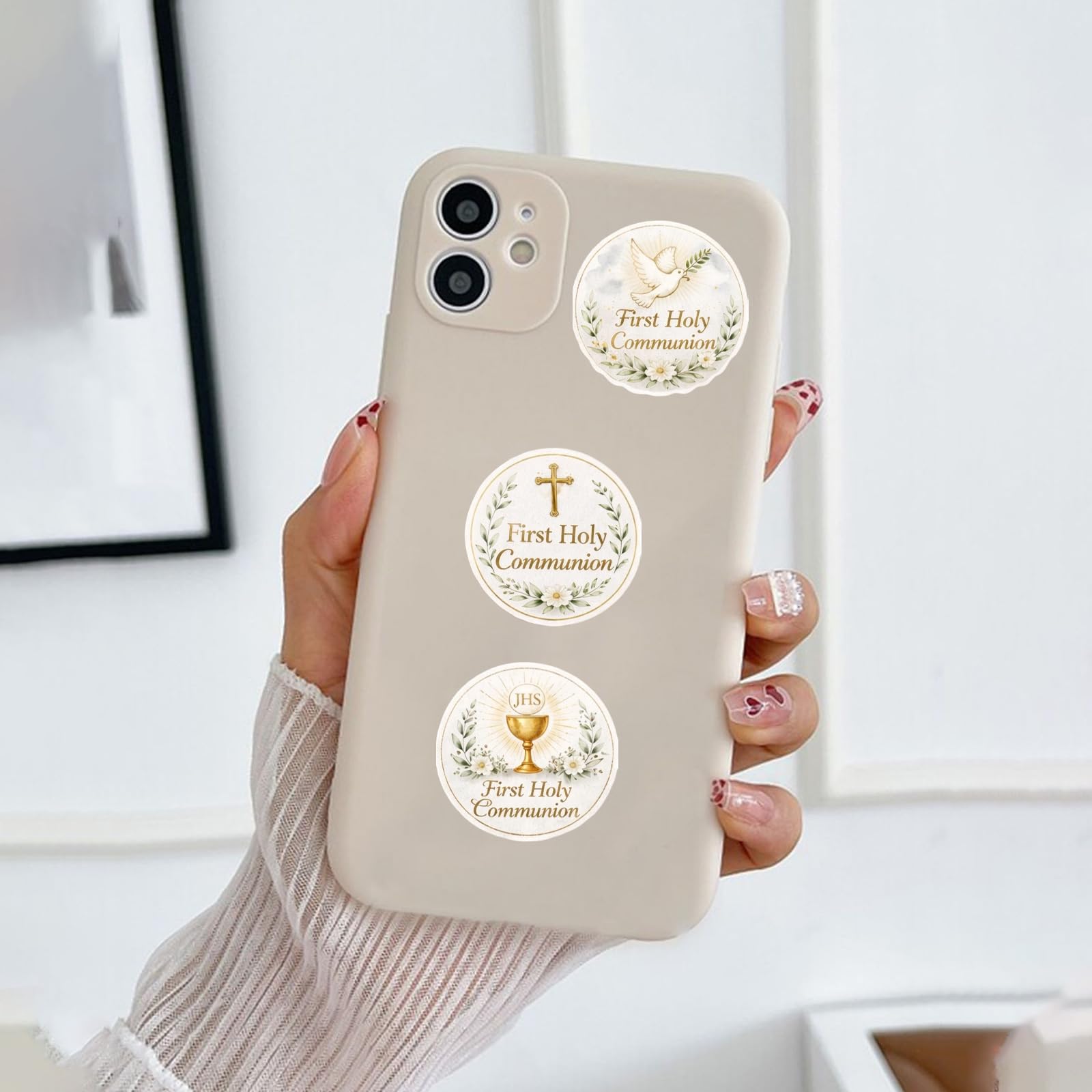 4 Pcs First Communion Stickers, Thank You for Celebrating with Us Stickers, Gold Round Adhesive Labels Stickers for Gift Bags, Party Bags, Wedding, Envelope Seals, Small Business — view 5