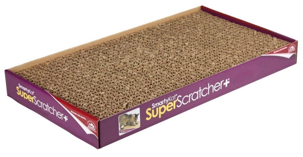 SmartyKat Super Scratcher+ Corrugated Cat Scratcher, Catnip Infusion Technology - Brown, Double Wide