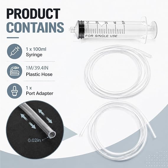 2 Pack 100ml Large Pet Feeder with Tubing, Reusable Plastic Feeding Syringe for Liquid, Precision Dispensing Tool for Oral Animal Feeding, Laboratory and Watering Applications
