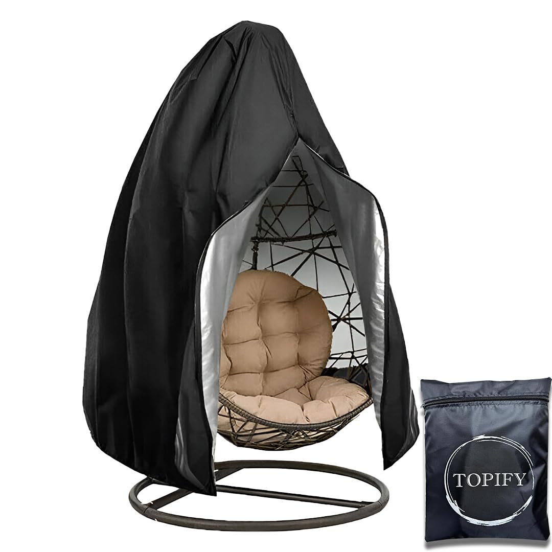 TOPIFY Waterproof Hanging Chair Cover, (190 x 115 cm) Upgraded 210D Heavy Duty Oxford Fabric UV Resistant Protective Cover for Swing Egg Chair