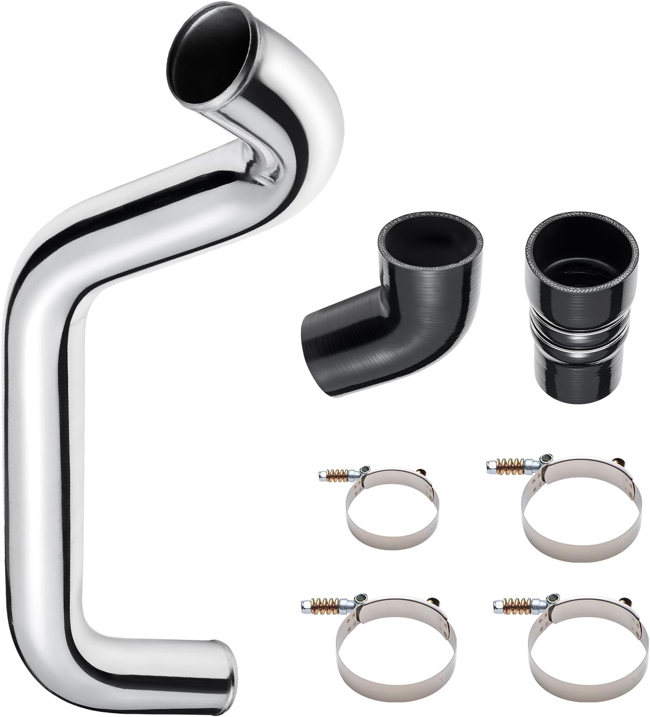 SPELAB Turbo Intercooler Piping Compatible with 2004-2010 Chevrolet Silverado/GMC Sierra 2500HD 3500HD 6.6L LLY LBZ LMM Duramax Diesel, Aluminum Intercooler Pipe Kit Hot Side, Silver
