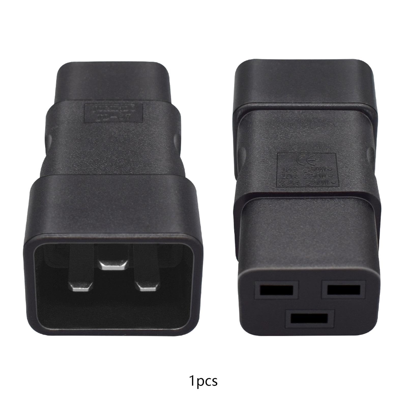 Adaptador de Corriente C20 Convertidor de Alimentación PVC Resistente al Desgaste para PDU Servidor Enrutador, 4 piezas