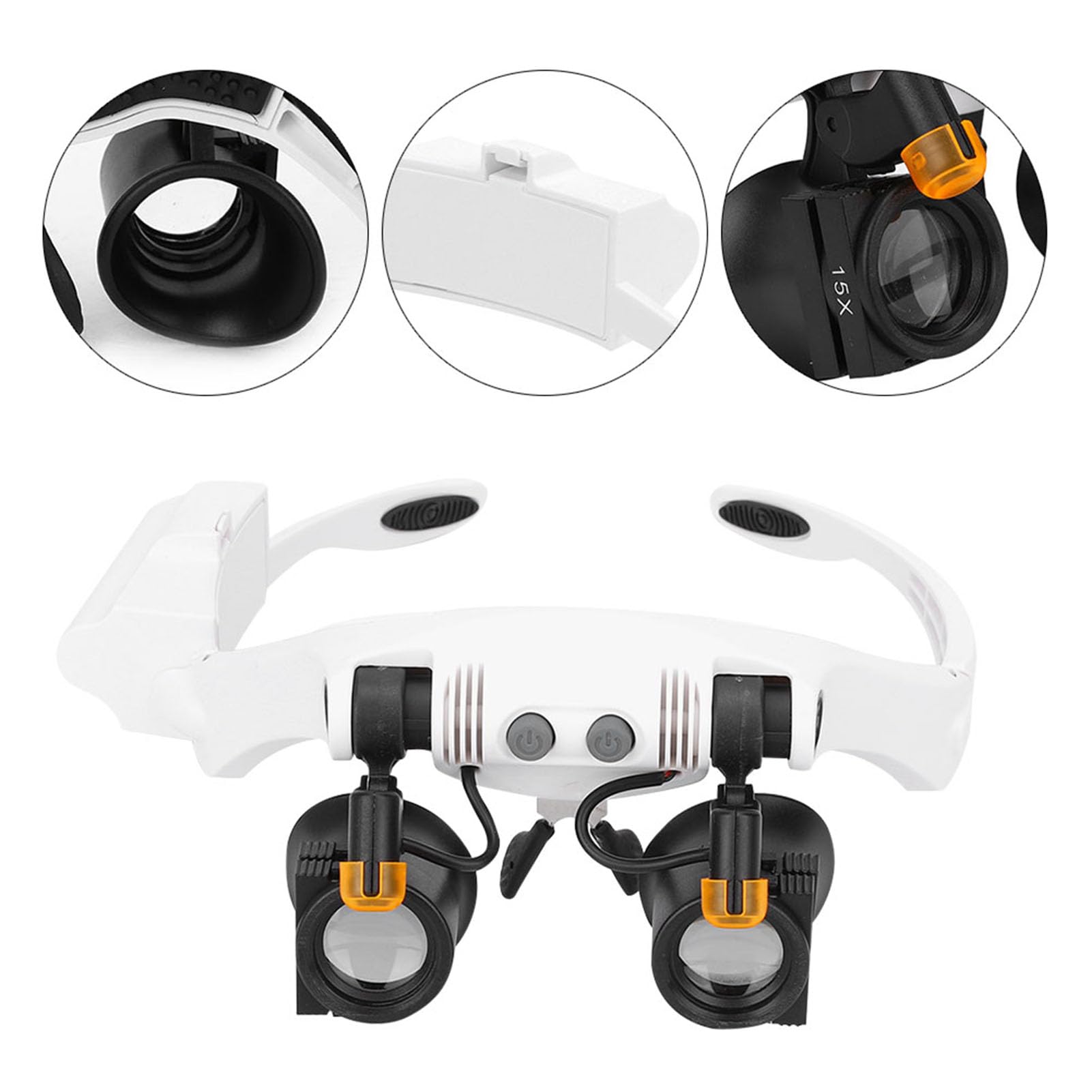 Loupe LED multifonctionnelle à Montage sur tête, 21 loupes combinées avec lentille remplaçable, grossissement réglable 3X à 10X pour l'inspection, la réparation de Montres et la