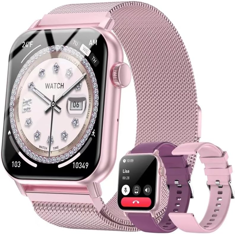 Smart Watches for Women, 1.83″ HD Fitness Tracker (Answer/Make Calls), 120+ Sport Modes with Heart Rate/Sleep Monitor, IP68 Waterproof, Fitness Watch for iOS Android, Rose Gold