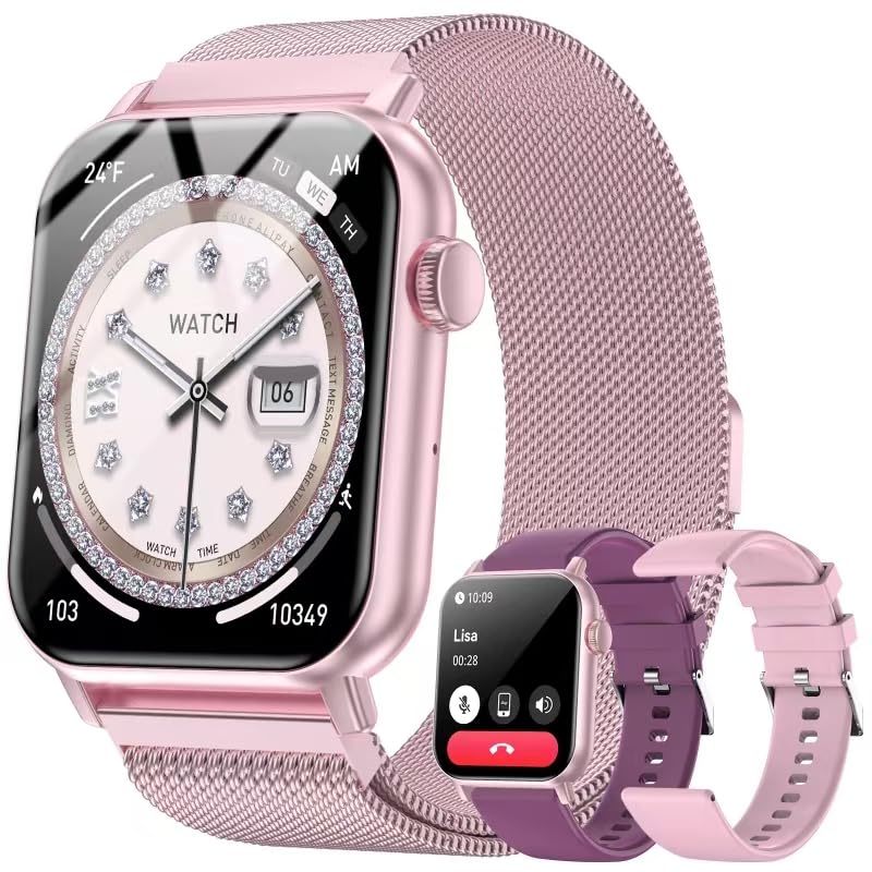 Trendia Smart Watches for Women, 1.83' HD Fitness Tracker (Answer/Make Calls), 120+ Sport Modes with Heart Rate/Sleep Monitor, IP68 Waterproof, Fitness Watch for iOS Android, Pink