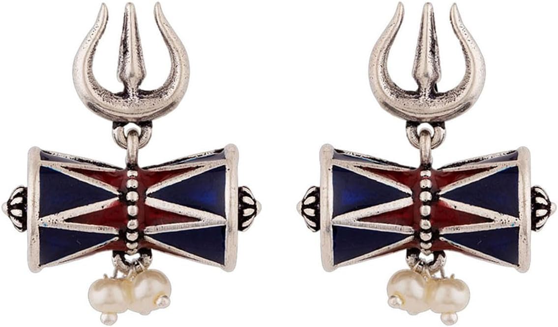 VOYLLA Moksha Damru Trishul Earrings, Onesize, Brass, No Gemstone
