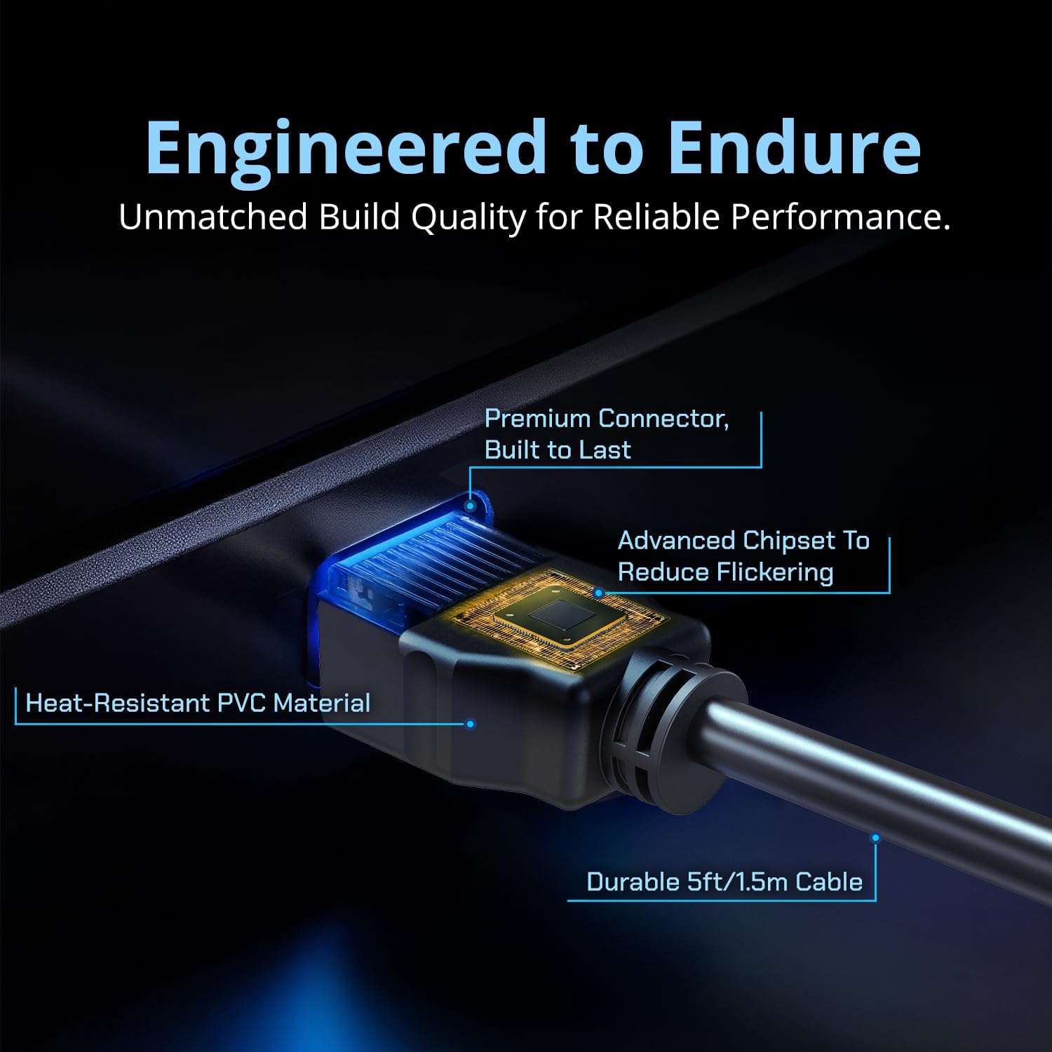 Kado Paquete de 3 cables HDMI de 5 pies, HDMI 1.4 de alta velocidad con Ethernet 1920 x 1080 FHD 144 Hz 100 Hz 60 Hz HDCP, macho a macho de 1,5 m, piezas originales hechas para monitor Sceptre, TV