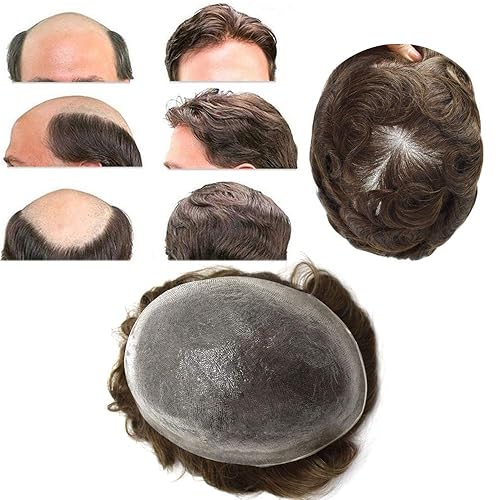 Miniatura 8 de Toupee - Piel ultrafina para hombre, invisible, de poliuretano transparente, con bucle en V, para hombres, sistema de reemplazo de cabello no