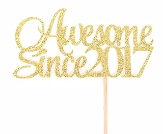 Atelier Elegance Awesome Since 2017 Cake Topper, Birthday Cake Topper, Anniversary Topper