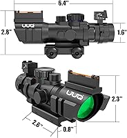 Vista 4 de UUQ Prism 4x32 Red/Green/Blue Triple Illuminated Rapid Range Reticle Rifle Scope W/Top Fiber Optic Sight and Weaver Slots