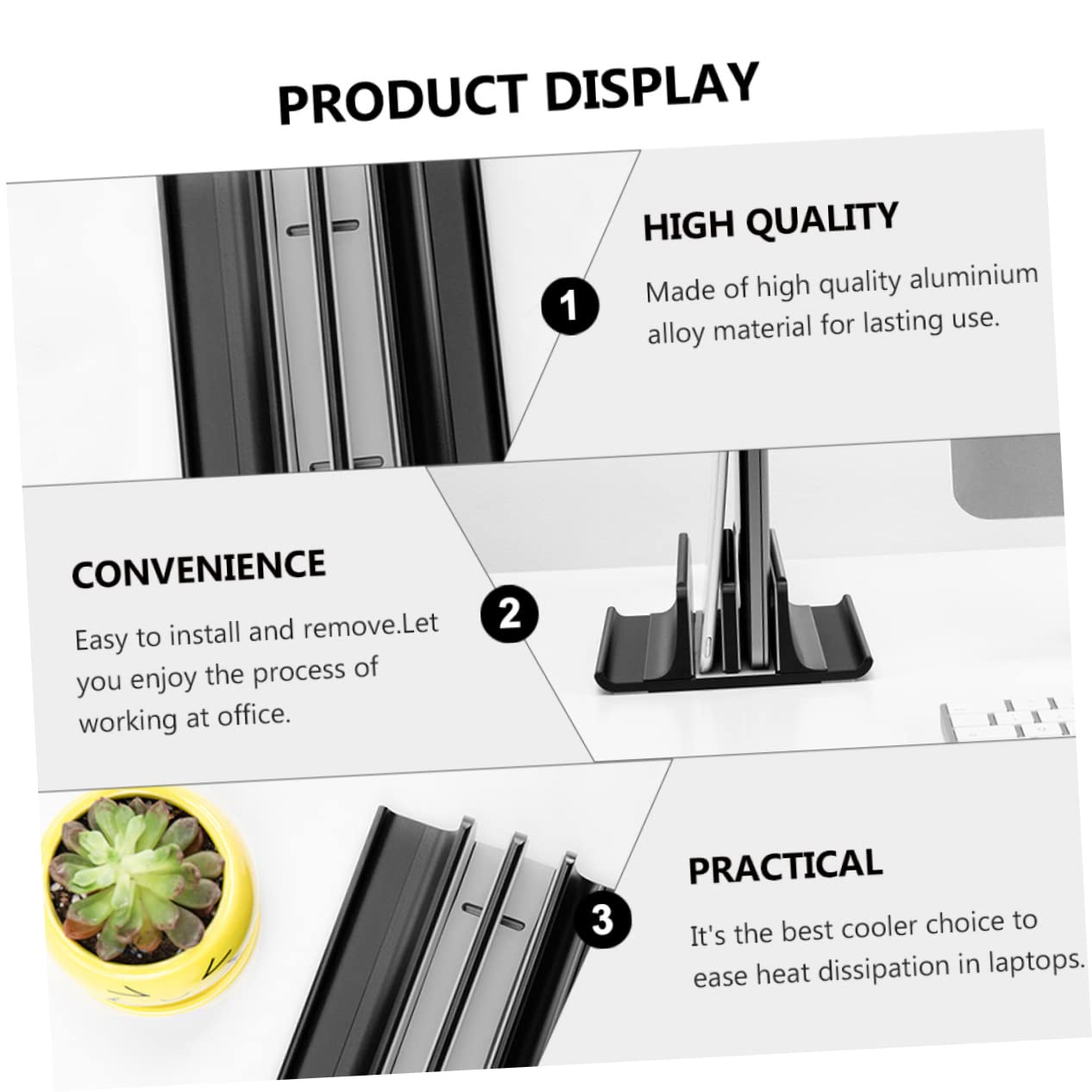 SHINEOFI Soporte Vertical para Portátil Aleación de Aluminio Enfriador Ventilación Antideslizante para Oficina y Viaje