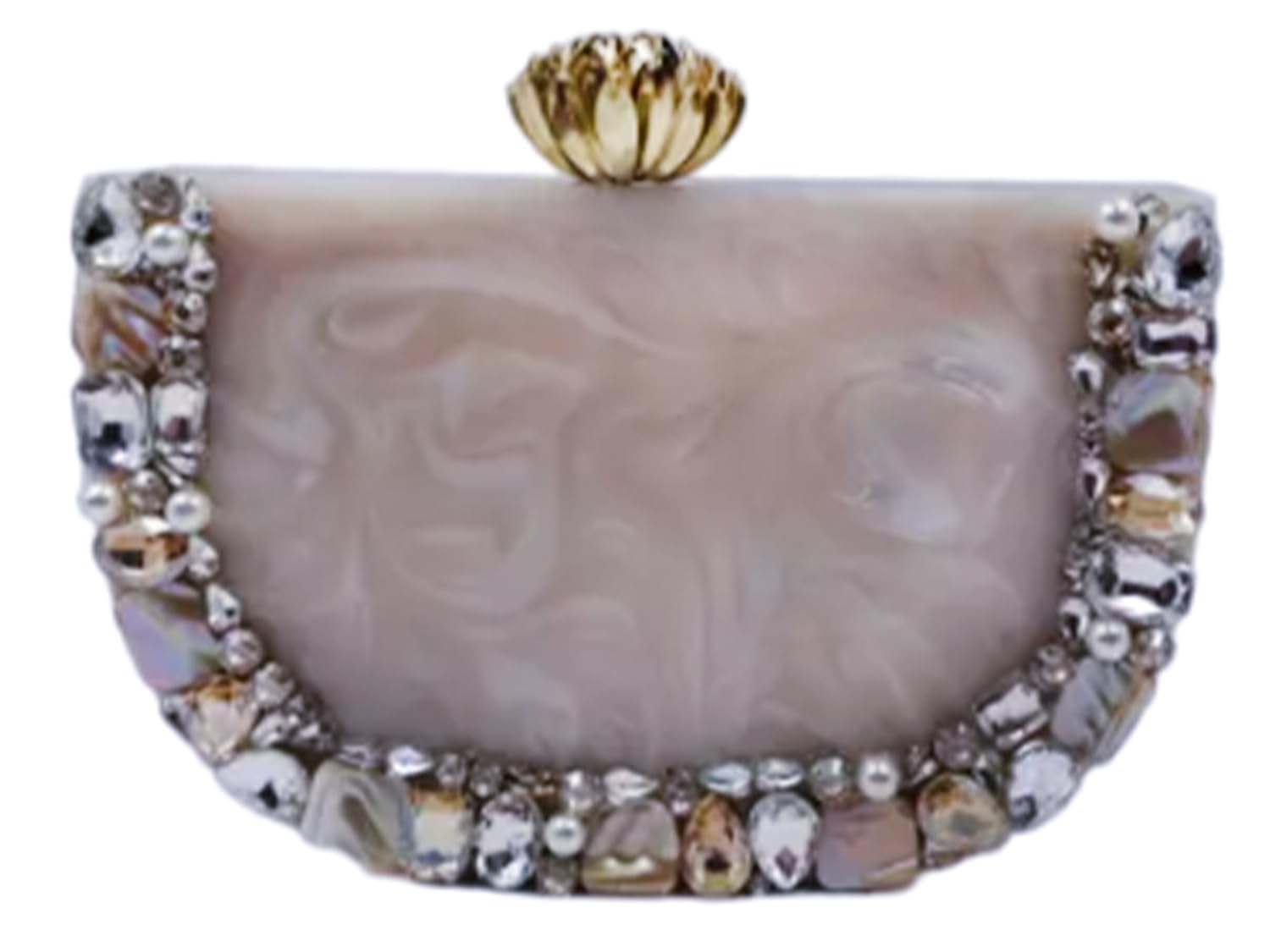tz handicraft resin clutch Half Moon embellished marble white Bridal Resin clutch bag fully Handmade-picture-51