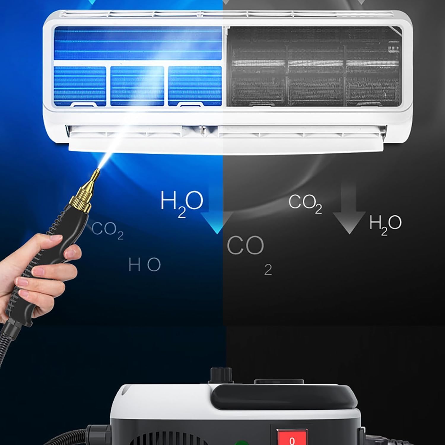 Hidrolimpiadora Multifunción De Alta Temperatura De 2500 W, Con Depósito De 1,2 L, Temperatura De Salida De Vapor De Hasta 105 °C, 3 Cepillos Y Boquilla Curvada Alargada, Para Aire Acondicionado