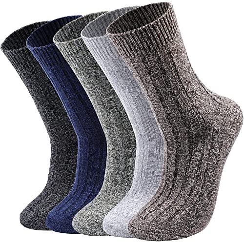 Nimalpal Thick Knit Cozy Crew Wool Socks for Men and Women, Multicolor, 5-9