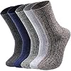 Nimalpal 5 Pairs Wool Socks – Wool Socks for Women Men Boot Socks Hiking Socks , Thick Knit Warm Long Socks