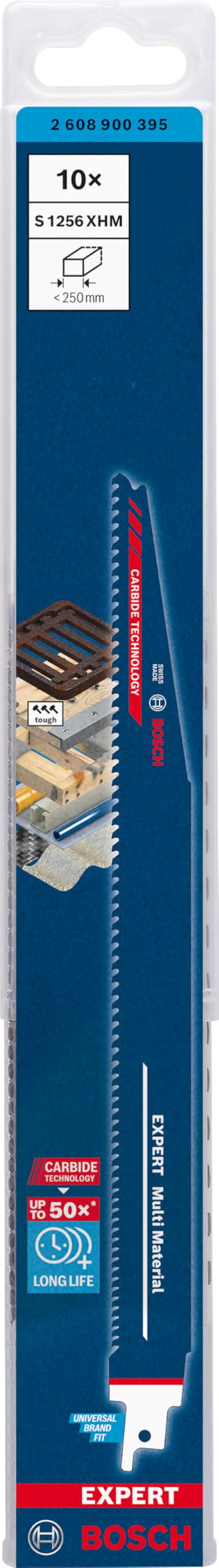 Image secondaire de Lames de Scie Sabre Bosch Expert Multi Matériaux - 10 pièces 300 mm