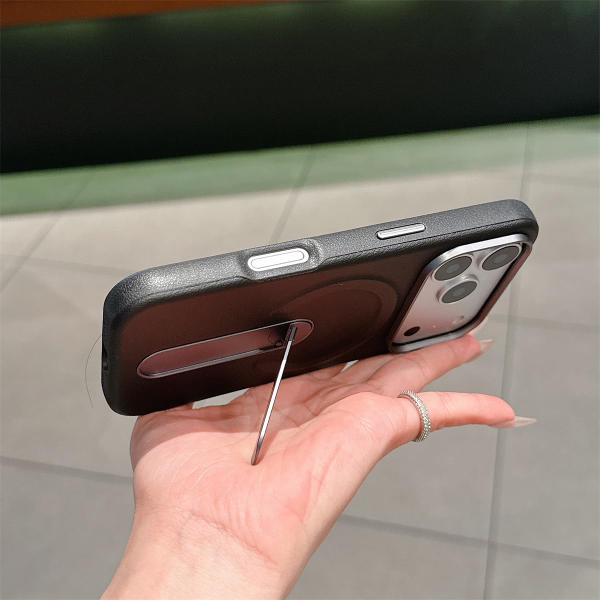 Custodia in pelle con supporto magnetico per iPhone 13 Pro Max, resistente agli urti e con ricarica wireless (per iPhone 13 Pro Max/rosa)