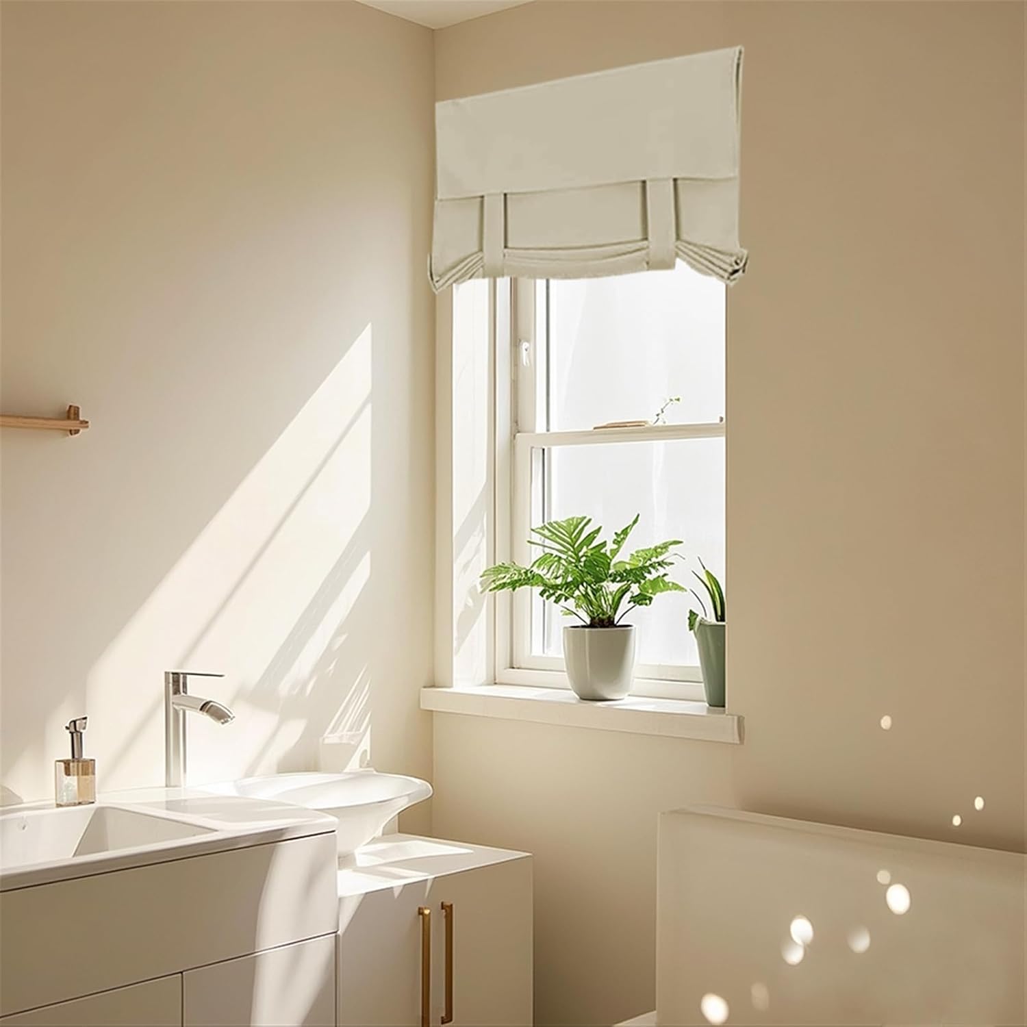 Classroom Window Cover, Sidelight Door Curtain for Small Window, Short Door Blinds Privacy Lockdown Shades for Indoor, Office, 1 Panel, Cream, 30" W x 69" L