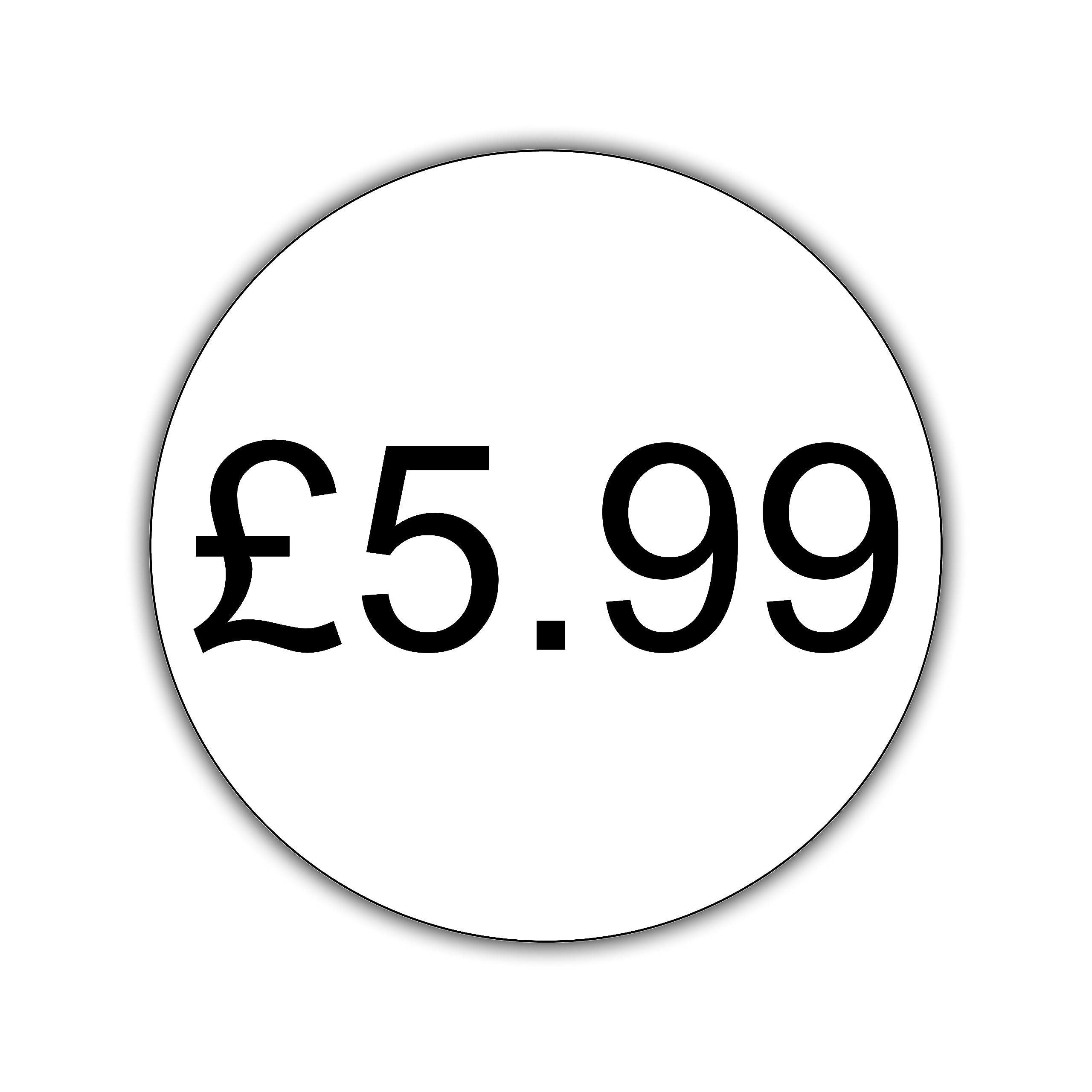 500 x Retail Price Labels/Stickers 50p - ยฃ10 Self Adhesive Labels, Permanent Adhesive - White Label, Black Text. (ยฃ5.99)