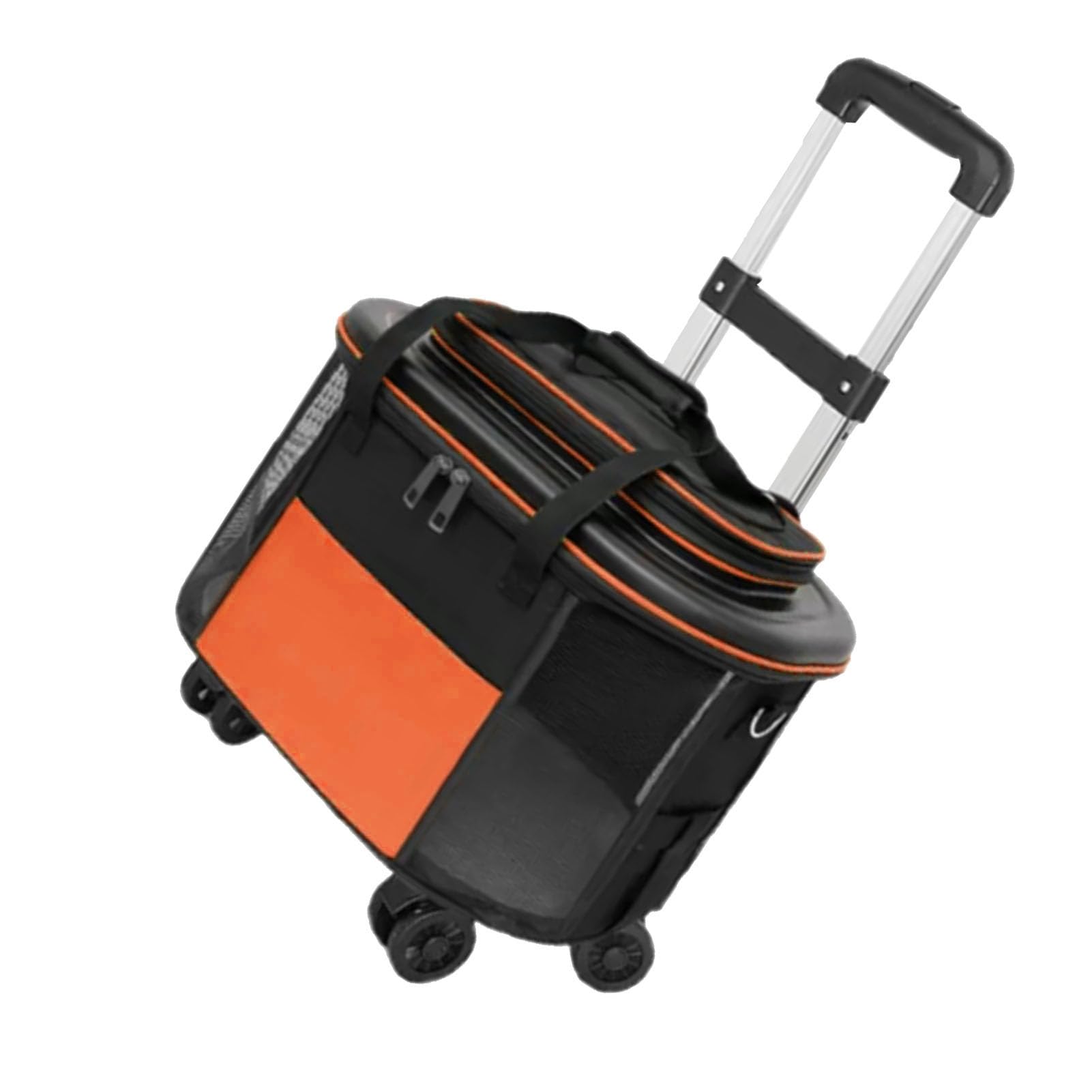 Alomejor Transportín con Ruedas para Mascotas, Resistente y Transpirable, con Ruedas para Viaje, Maleta de Tela Oxford para Perros y Gatos (Orange)