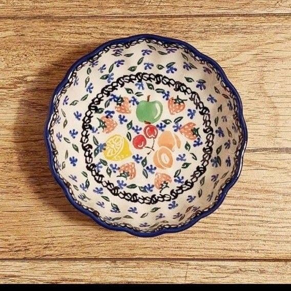 ポーリッシュポタリーポーランド食器フリルボウルφ11.5_フルーツ柄