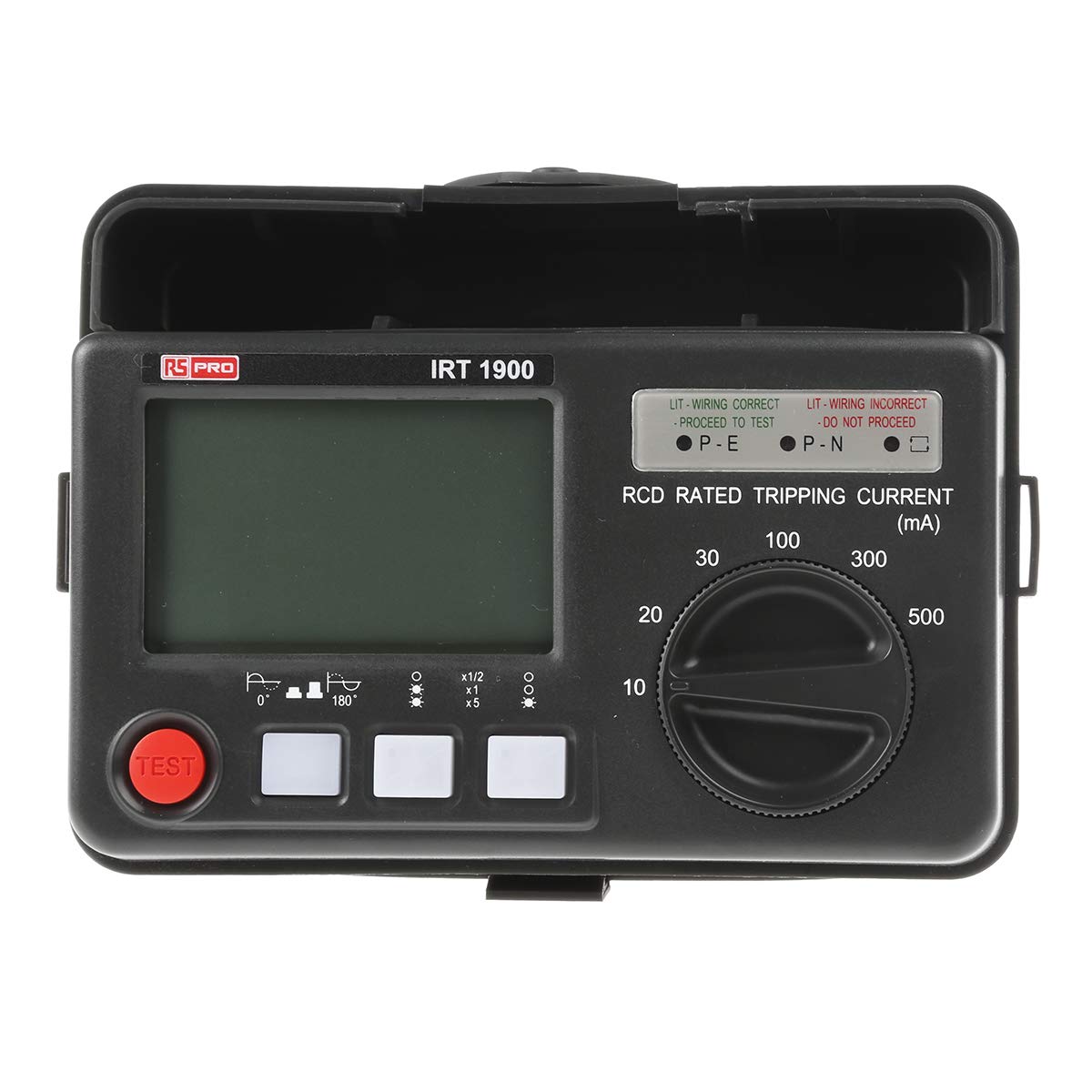 RS PRO IRT1900 LCD-Anzeige Digitales RCD/FI-Prüfgerät 10mA AC