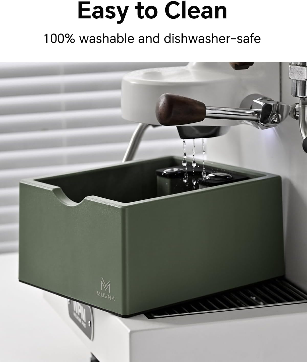 Espresso Knock Box, Premium ABS Coffee Grounds Dump Bin, Quiet Silicone pad Barista Accessory, Easy to Clean Compact Coffee Puck Container for Modern Home Kitchen (Green)