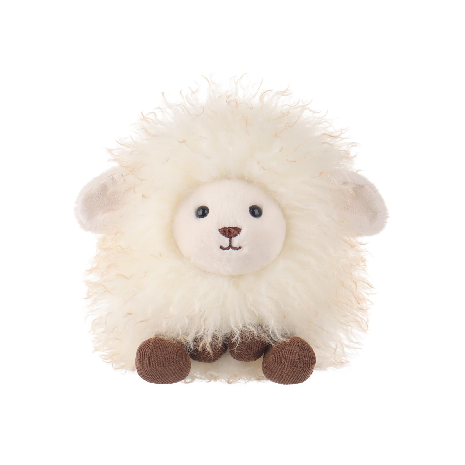 Apricot Lamb Caramel Lamb Plushies Stuffed Animals for Kids, Soft Cute Plush Toys for Baby Girl and Boy, Fluffy White Sheep 7 Inches