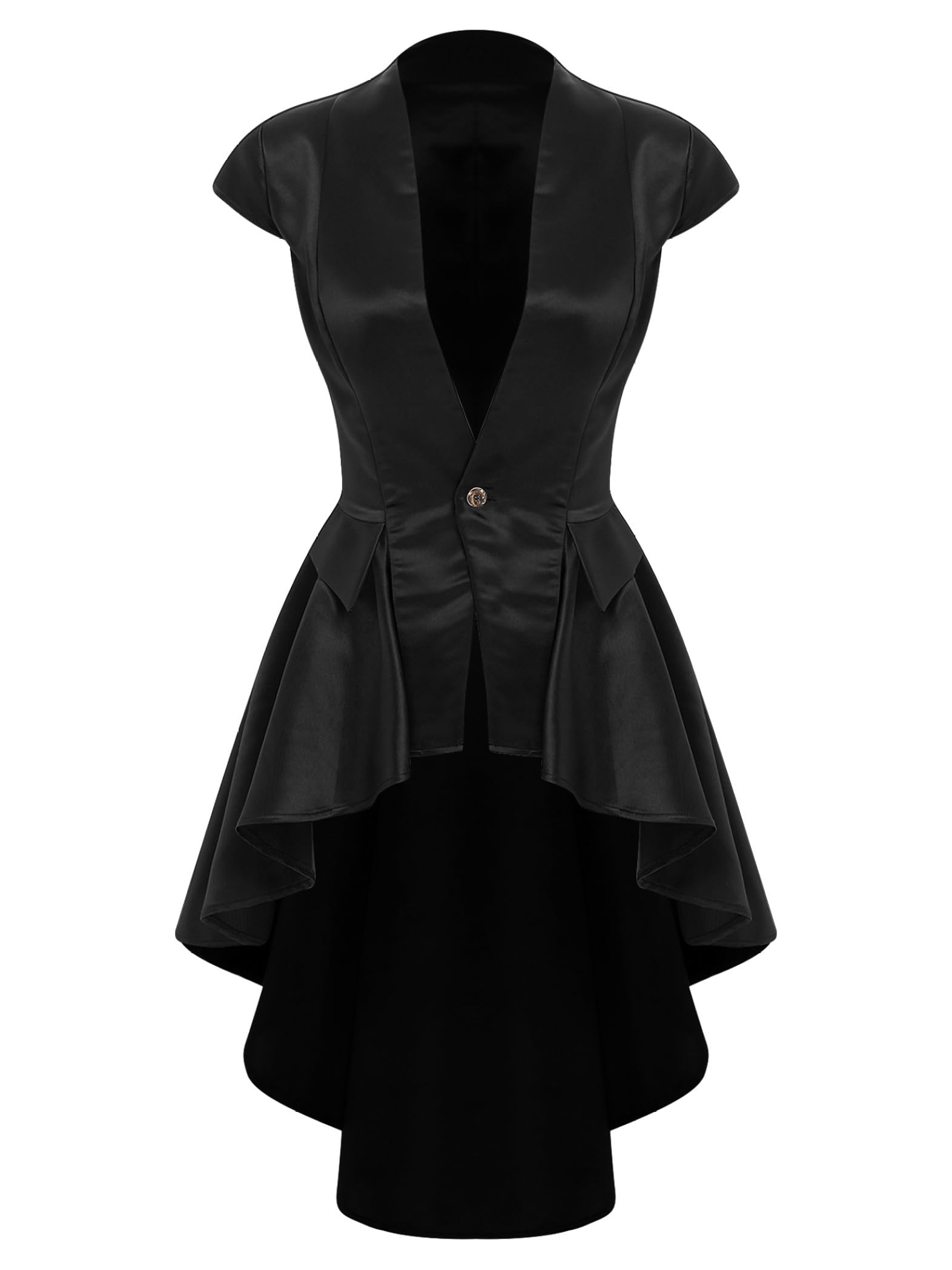 Sinleey Medieval Long Tailcoat for Women Renaissance Steampunk Victorian Gothic Waistcoat Jacket Top Black XL