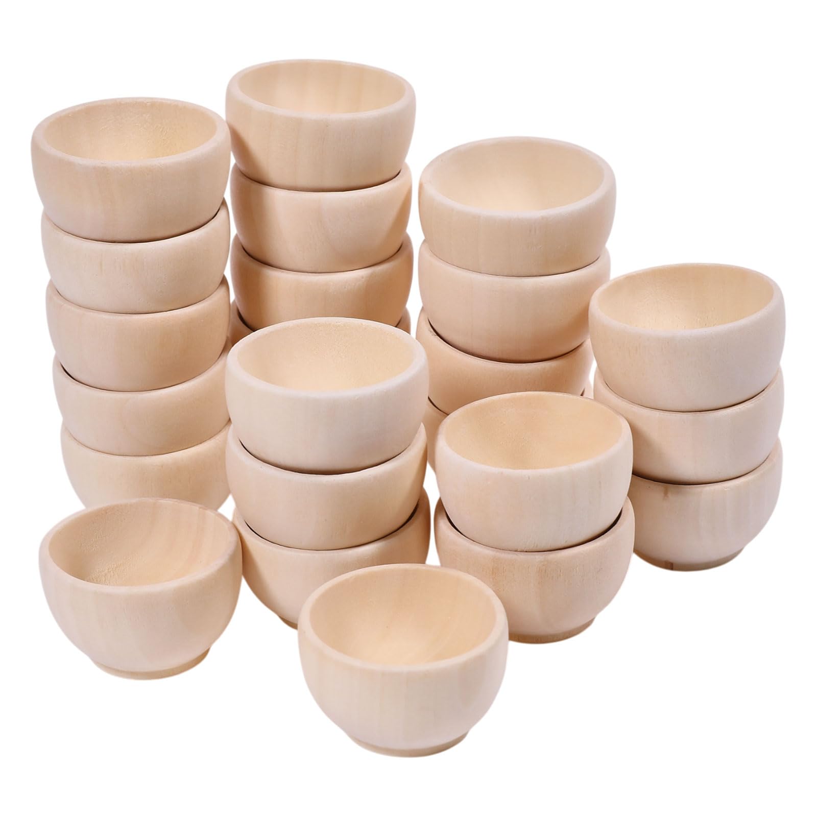 CHGCRAFT 24 Pz Mini ciotola in legno Ciotola rotonda in legno grezzo Ciotole per il fai da te, per ordinare e decorare, diametro di 1,57 pollici