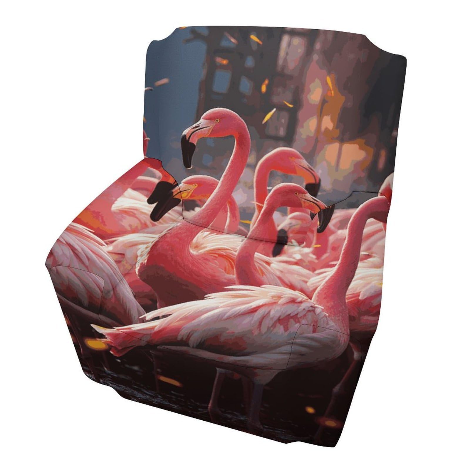 Fodpand Style Flamingos Partying Sofa Cover Soft 1 Seater Sofa Slipcover For Pets Washable,Couch Cover With Elastic Straps Furniture Protector
